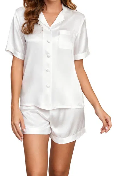 Silksilky Pure Silk Casual Short Pajamas In White
