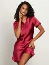 Silksilky Pure Silk Casual Smock Nightgown In Wine