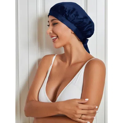 Silksilky Pure Silk Classic Ribbon Bonnet In Blue
