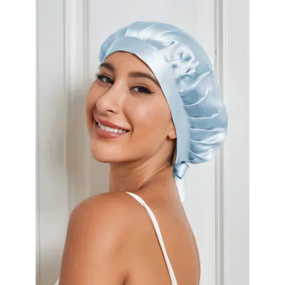 Silksilky Pure Silk Classic Ribbon Bonnet In Blue