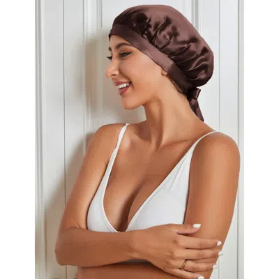 Silksilky Pure Silk Classic Ribbon Bonnet In Brown