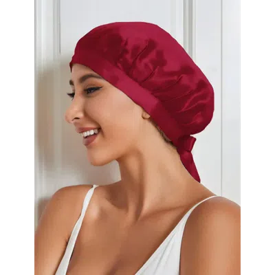 Silksilky Pure Silk Classic Ribbon Bonnet In Burgundy