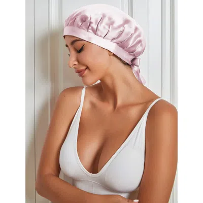 Silksilky Pure Silk Classic Ribbon Bonnet In Pink