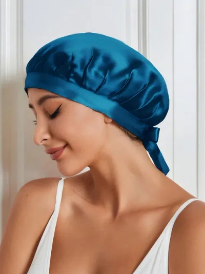 Silksilky Pure Silk Classic Ribbon Bonnet In Teal