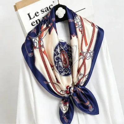 Silksilky Pure Silk Colored Square Scarf In Blue