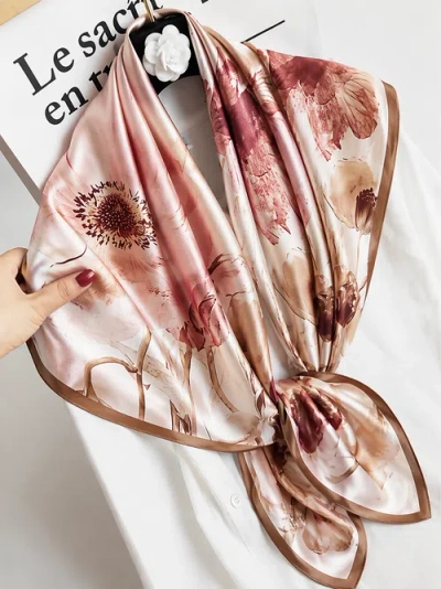 Silksilky Pure Silk Colored Square Scarf In Pink