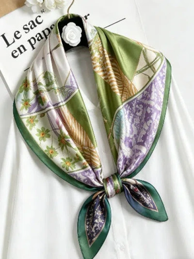 Silksilky Pure Silk Colored Square Scarf In Green