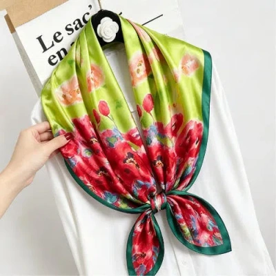 Silksilky Pure Silk Colored Square Scarf In Green