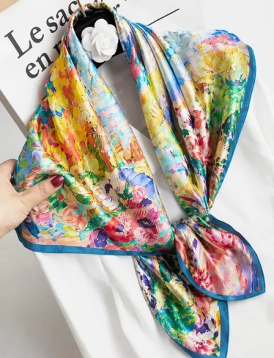 Silksilky Pure Silk Colored Square Scarf In Multi