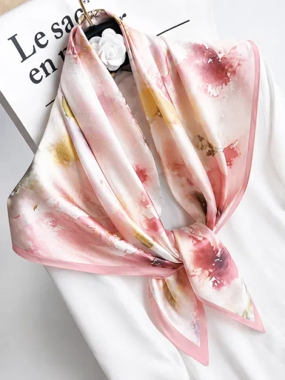 Silksilky Pure Silk Colored Square Scarf In Pink