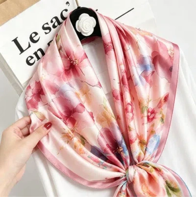 Silksilky Pure Silk Colored Square Scarf In Pink