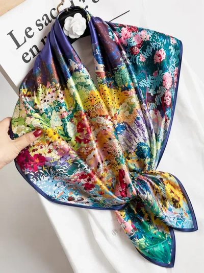 Silksilky Pure Silk Colored Square Scarf In Multi