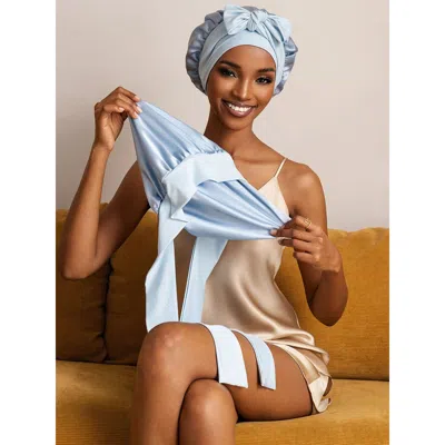 Silksilky Pure Silk Double-layer Bonnet In Blue