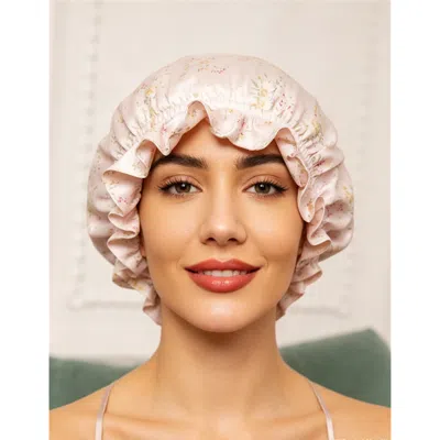 Silksilky Pure Silk Double Layer Bonnet With Ribbon In Pink