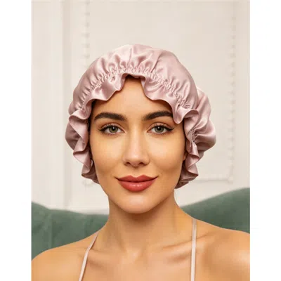 Silksilky Pure Silk Double Layer Bonnet With Ribbon In Pink