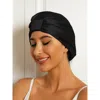 Silksilky Pure Silk Double Layer Night  Bonnet In Black