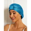 Silksilky Pure Silk Double Layer Night  Bonnet In Blue