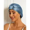 Silksilky Pure Silk Double Layer Night  Bonnet In Blue