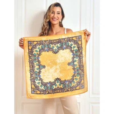 Silksilky Pure Silk Floral Pattern Square Scarf In Orange