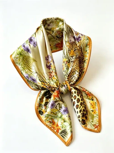 Silksilky Pure Silk Floral Scarf In Transparent