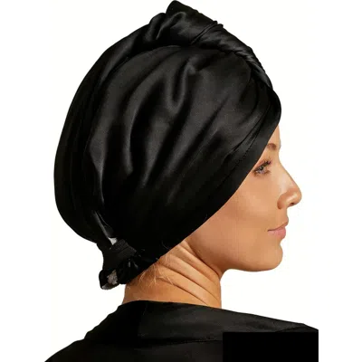 Silksilky Pure Silk Hair Towel Wrap In Black