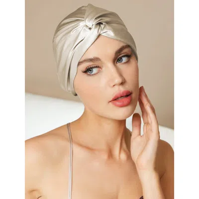 Silksilky Pure Silk Knot-front Hair Bonnet In Neutral