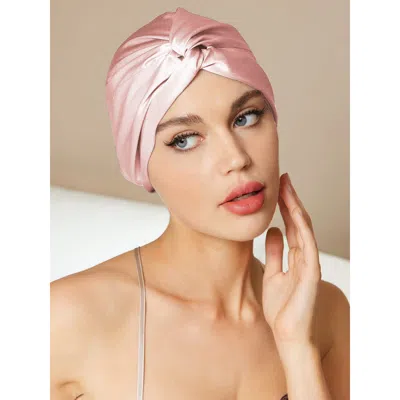 Silksilky Pure Silk Knot-front Hair Bonnet In Pink