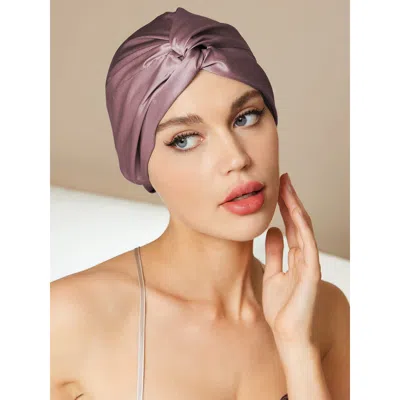 Silksilky Pure Silk Knot-front Hair Bonnet In Purple