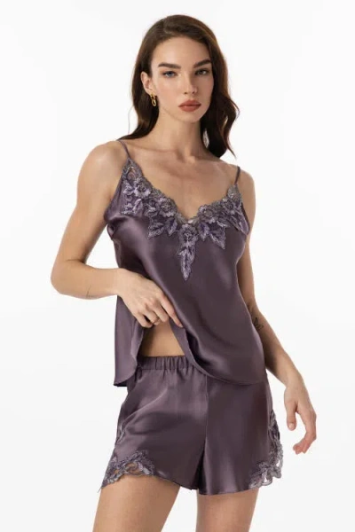 Silksilky Pure Silk Lace Flower Trim Bride Camisole Pj Set 2pcs
