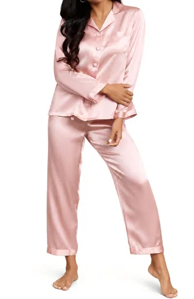 Silksilky Pure Silk Long Sleeve Pajamas In Pink