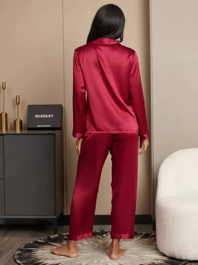 Silksilky Pure Silk Long Sleeve Pajamas In Wine