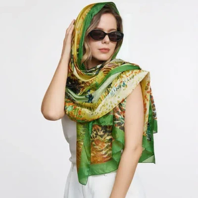 Silksilky Pure Silk Oil Painting Rectangle Scarf In Multi