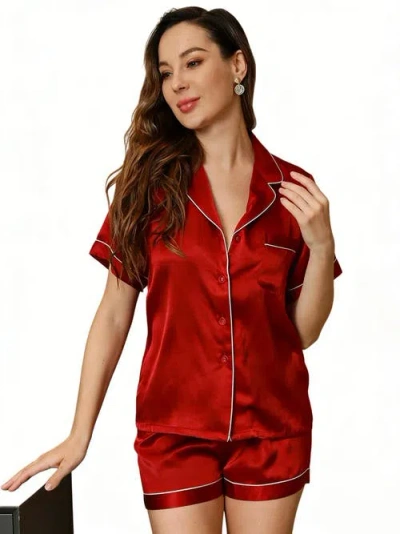 Silksilky Pure Silk Pajamas Short Pjs Set Two-piece In Red