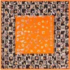 Silksilky Pure Silk Printed Designer Square Scarf 53x53cm/21 In Orange