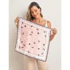 Silksilky Pure Silk Printed Designer Square Scarf 53x53cm/21 In Pink