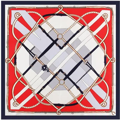 Silksilky Pure Silk Printed Designer Square Scarf In Red
