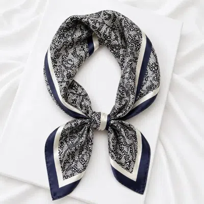 Silksilky Pure Silk Printed Square Scarf For Women In Black