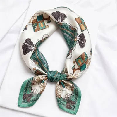 Silksilky Pure Silk Printed Square Scarf For Women In Lightgreen