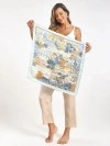 Silksilky Pure Silk Printed Square Scarf Kerchief In Blue