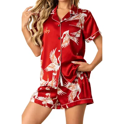 Silksilky Pure Silk Short Pajamas In Dark Red