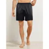Silksilky Pure Silk Solid Color Mens Lounge Shorts In Black