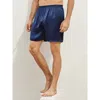 Silksilky Pure Silk Solid Color Mens Lounge Shorts In Darkblue
