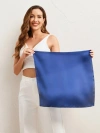 Silksilky Pure Silk Solid Color Square Scarf 53x53cm/21 In Darkblue