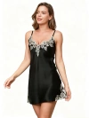 Silksilky Pure Silk Spaghetti Strap Mini Nightgown In Black