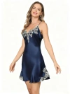 Silksilky Pure Silk Spaghetti Strap Mini Nightgown In Blue