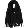 Silksilky Pure Wool Scarf Shawl In Black