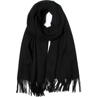 Silksilky Pure Wool Scarf Shawl In Black