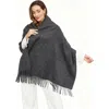 Silksilky Pure Wool Scarf Shawl In Gray
