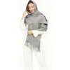 Silksilky Pure Wool Scarf Shawl In Gray