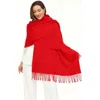 Silksilky Pure Wool Scarf Shawl In Red